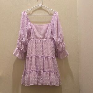 Lavender Swiss Dot Tiered Mini Dress size medium